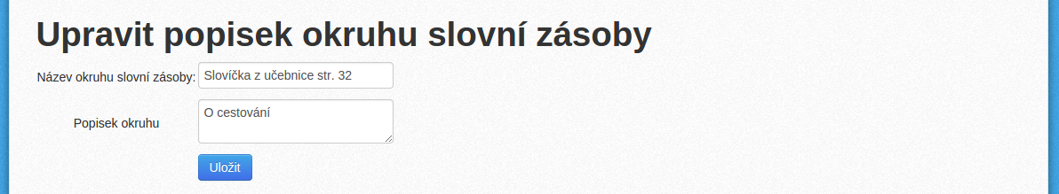 Upravení názvu a popisu okruhu