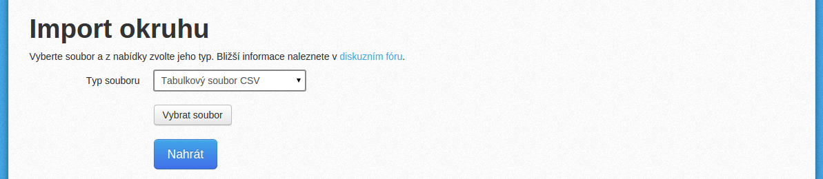 Výběr typu importovaného souboru