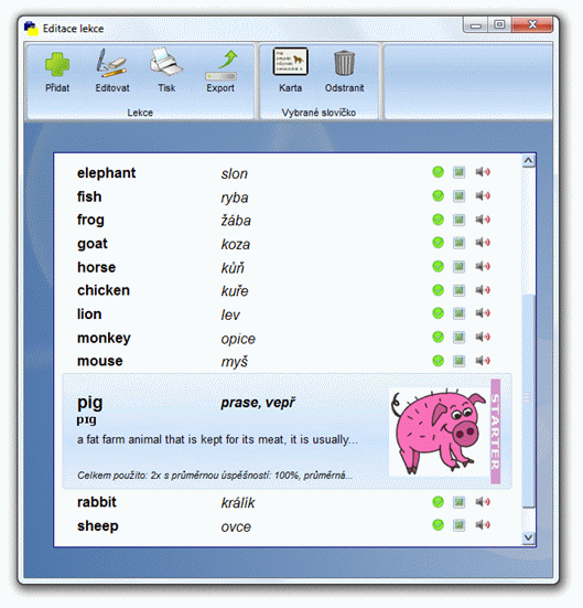 Export okruhu z programu Word Manager