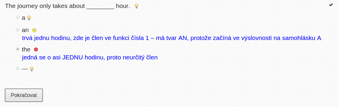 Zobrazení testové otázky