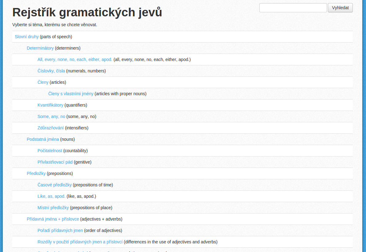 Rejstřík gramatiky